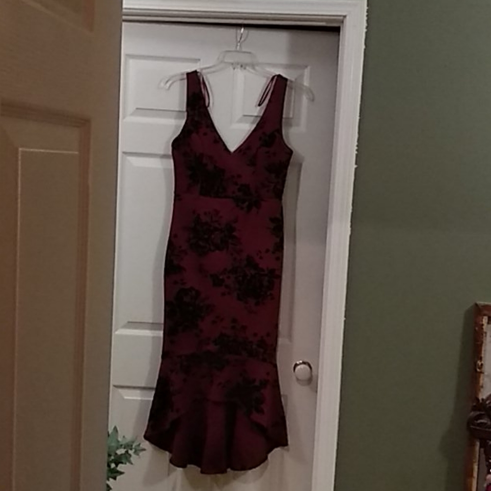Burgundy and black maxi dress